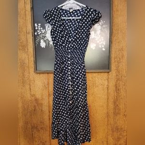 Blue floral hi-low midi dress